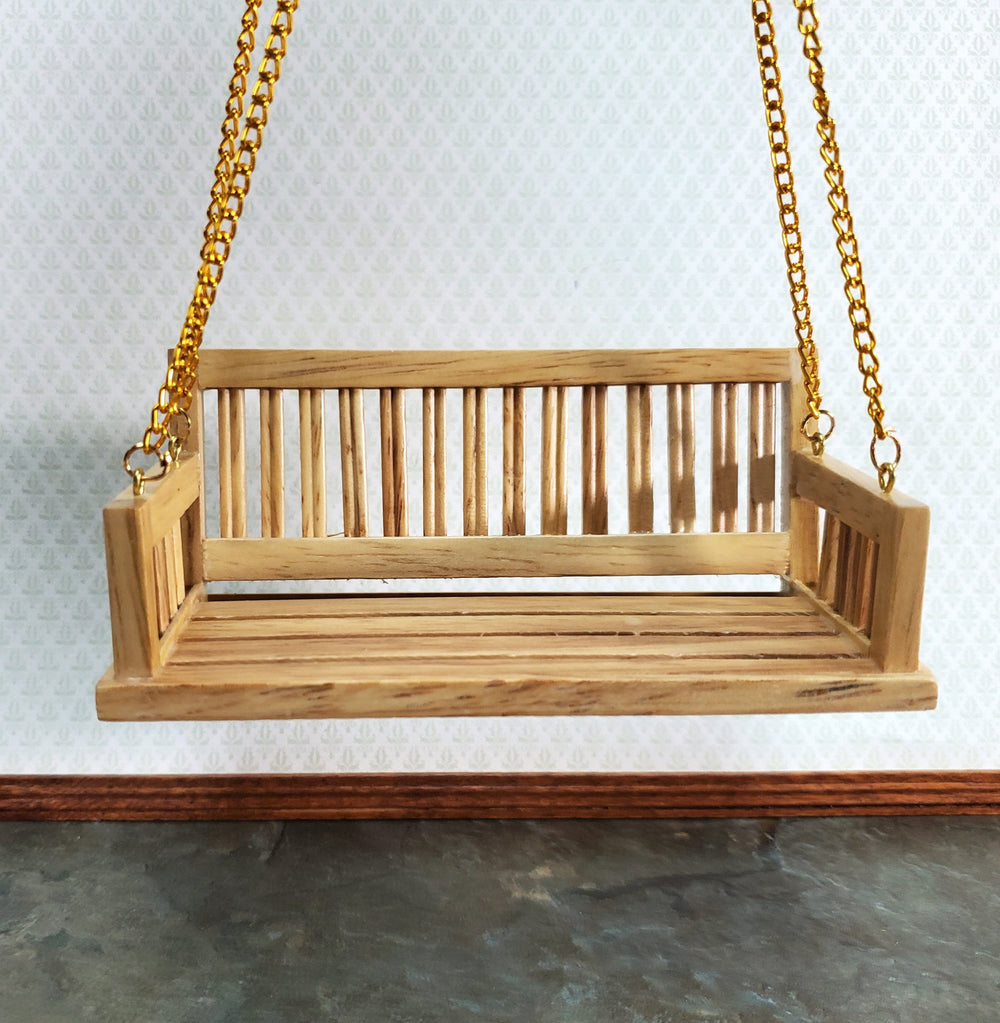 Dollhouse Porch Swing Bench Style Light Oak 1:12 Scale Miniature Furniture