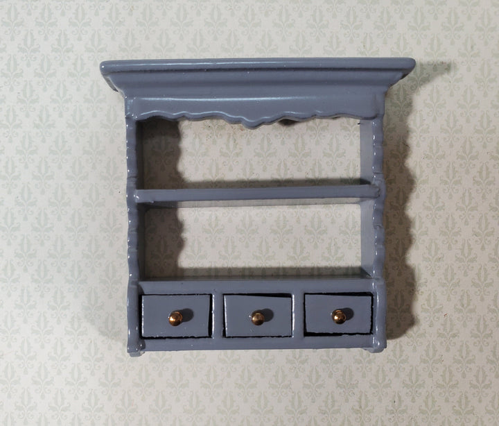 Dollhouse Spice Rack Small Wall Shelf with Drawers GRAY 1:12 Scale Miniature