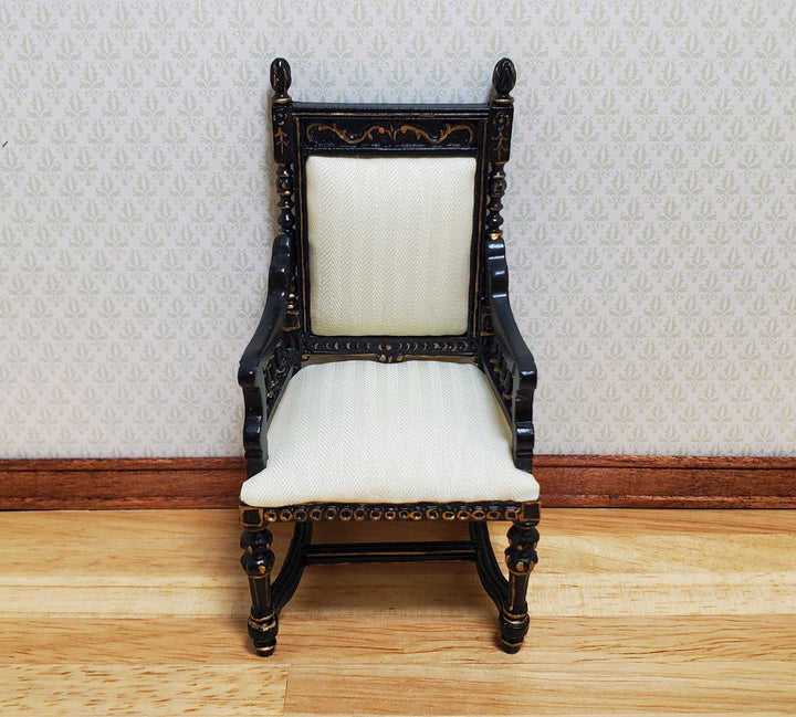 Dollhouse Black & Gold Chair 1:12 Scale Furniture Hansson