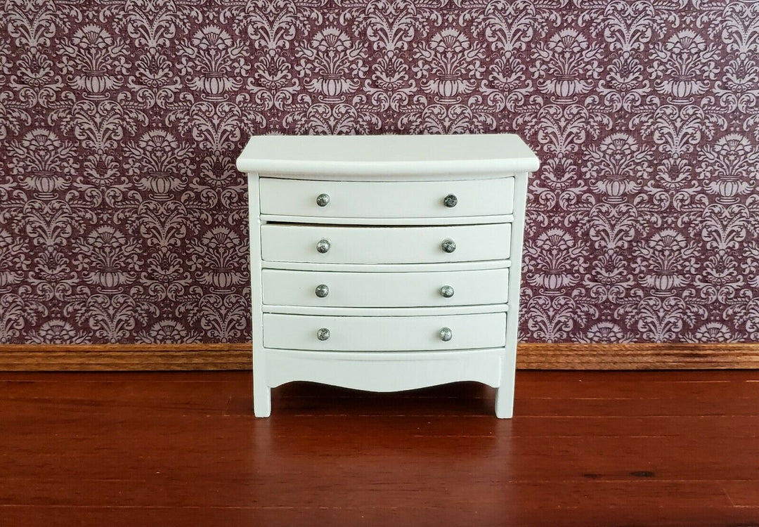 Dollhouse Miniature Dresser 4 Drawer Wood White Finish 1:12 Scale Furniture