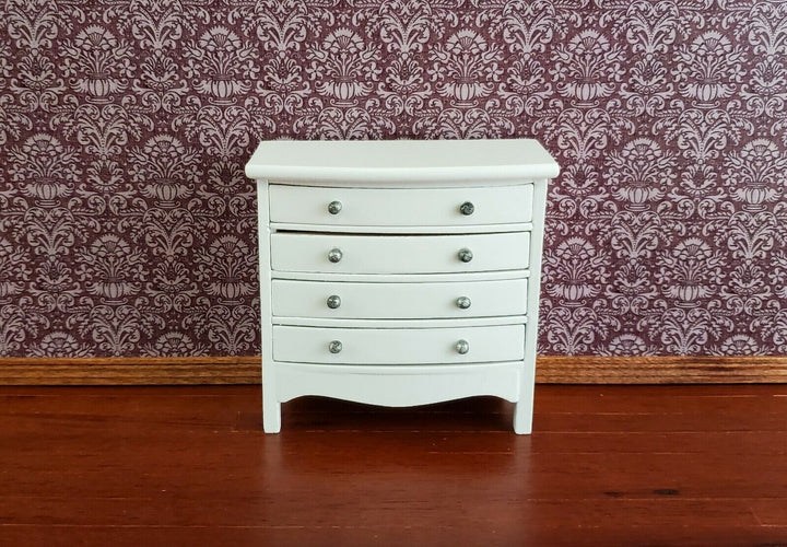Dollhouse Miniature Dresser 4 Drawer Wood White Finish 1:12 Scale Furniture
