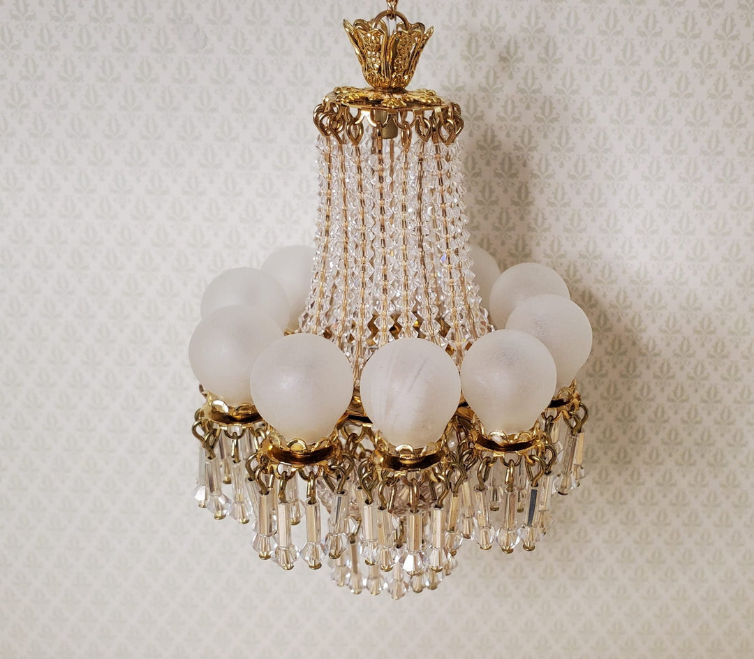 Dollhouse 10 Light Grand Ballroom Crystal Chandelier Handmade 12 Volt 1:12 Scale - MiniatureCrush