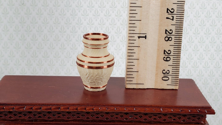 Dollhouse 1:12 Relief Vase or 1/24 Urn Beige and Copper 1" Tall Original Design - Miniature Crush