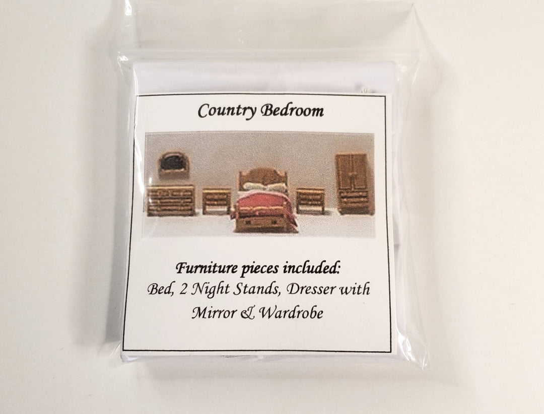 Dollhouse 1:144 Scale Furniture KIT DIY Bedroom Set Country Style Bed Dresser ++ - Miniature Crush