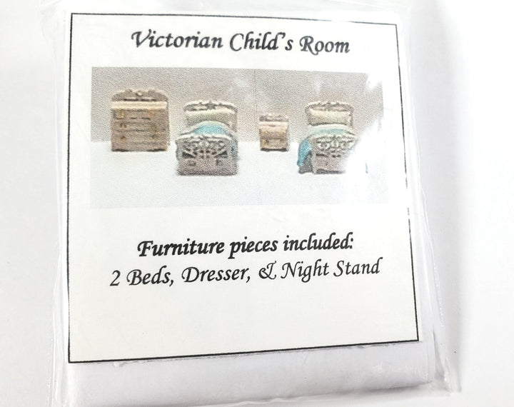 Dollhouse 1:144 Scale Furniture KIT DIY Bedroom Victorian Children's 2 Beds ++ - Miniature Crush