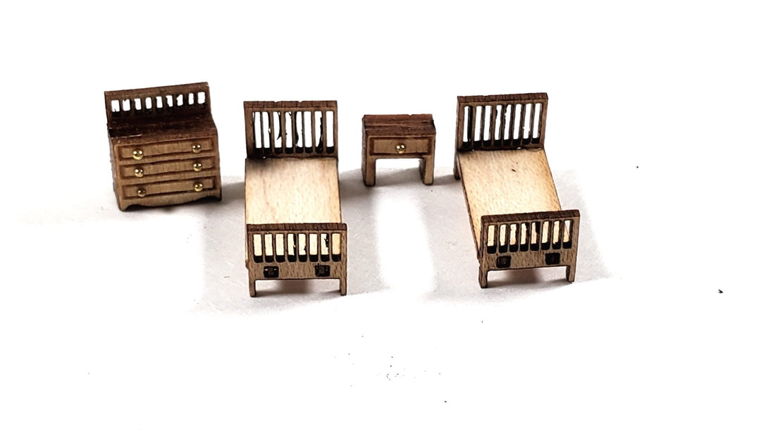 Dollhouse 1:144 Scale Furniture KIT DIY Child's Bedroom Set Beds Dresser + - Miniature Crush