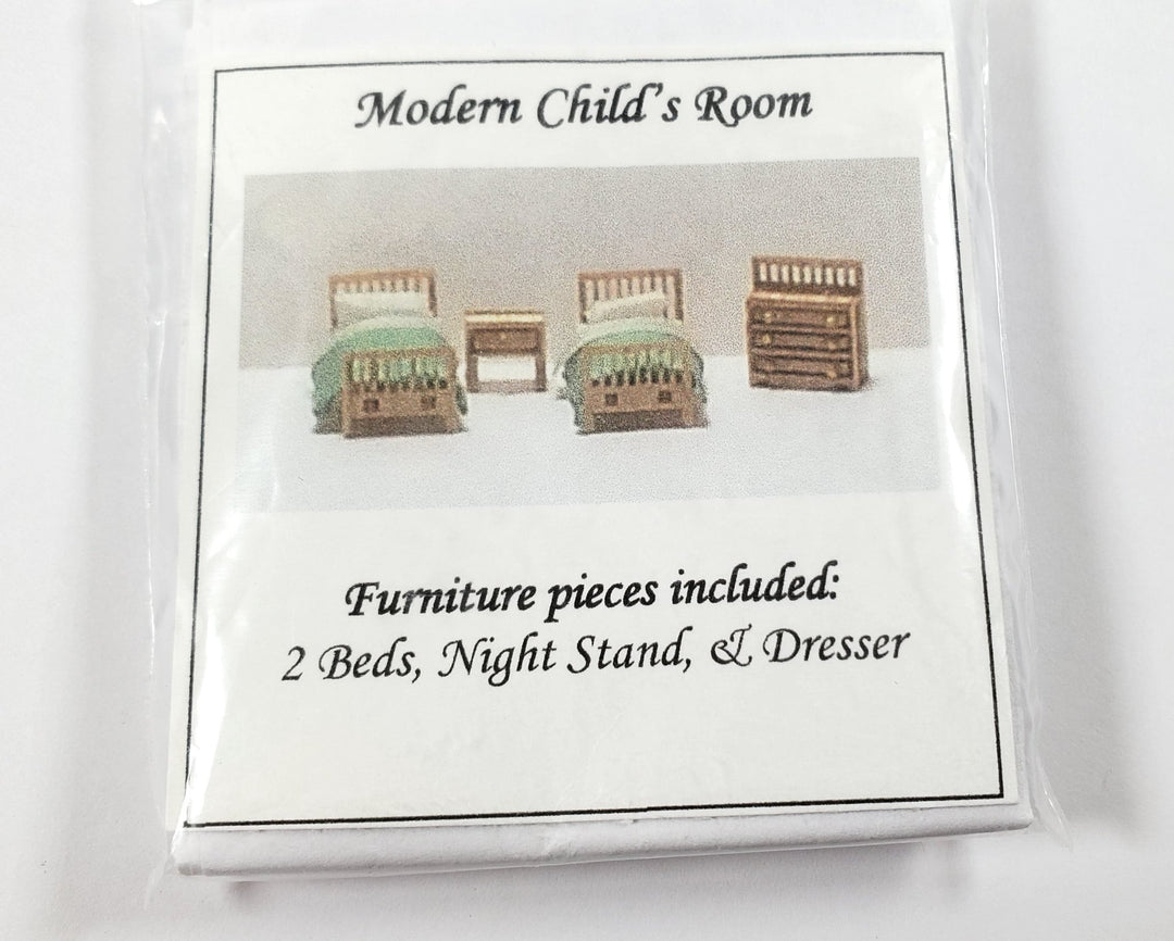 Dollhouse 1:144 Scale Furniture KIT DIY Child's Bedroom Set Beds Dresser + - Miniature Crush