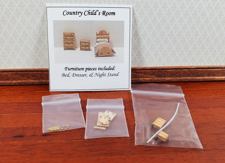 Dollhouse 1:144 Scale Furniture KIT DIY Child's Bedroom Set Country Style Bed ++ - Miniature Crush