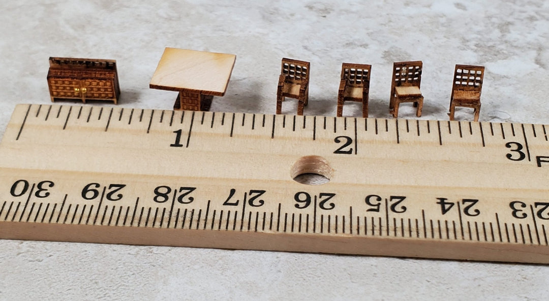 Dollhouse 1:144 Scale Furniture KIT DIY Modern Dining Room Miniature Set Table - Miniature Crush