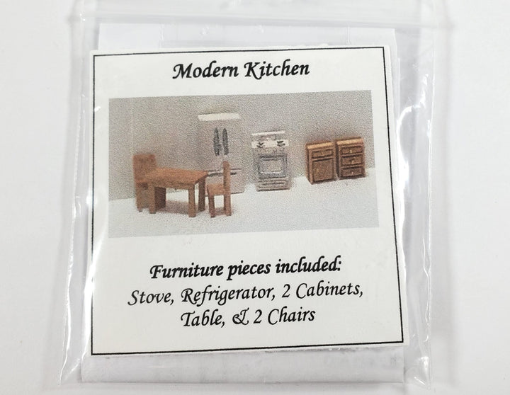 Dollhouse 1:144 Scale Furniture KIT DIY Modern Kitchen Stove Fridge Table Chairs - Miniature Crush