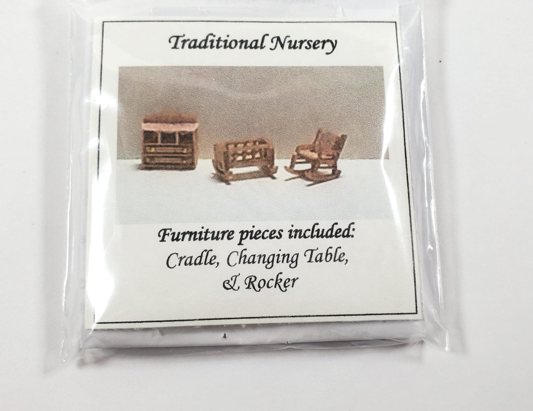 Dollhouse 1:144 Scale Furniture KIT DIY Nursery Room Kit Cradle Rocking Chair + - Miniature Crush