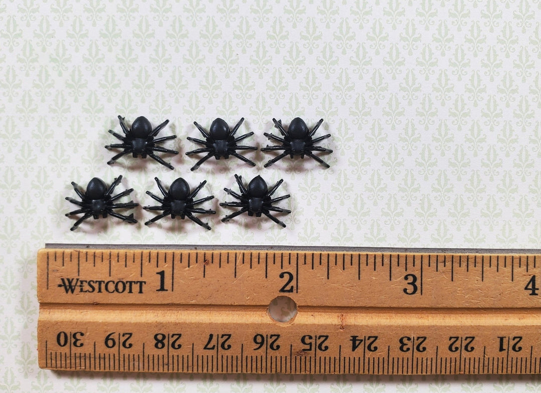 Dollhouse 1:6 Scale Black Spiders Halloween Set of 6 Miniatures - MiniatureCrush