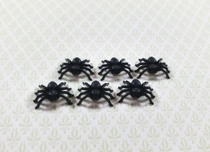 Dollhouse 1:6 Scale Black Spiders Halloween Set of 6 Miniatures - MiniatureCrush