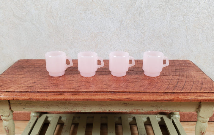 Dollhouse 1:6 Scale Coffee Mugs Set of 4 Pale Pink Plastic Fashion Doll Size - MiniatureCrush