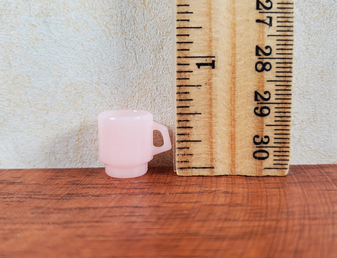 Dollhouse 1:6 Scale Coffee Mugs Set of 4 Pale Pink Plastic Fashion Doll Size - MiniatureCrush