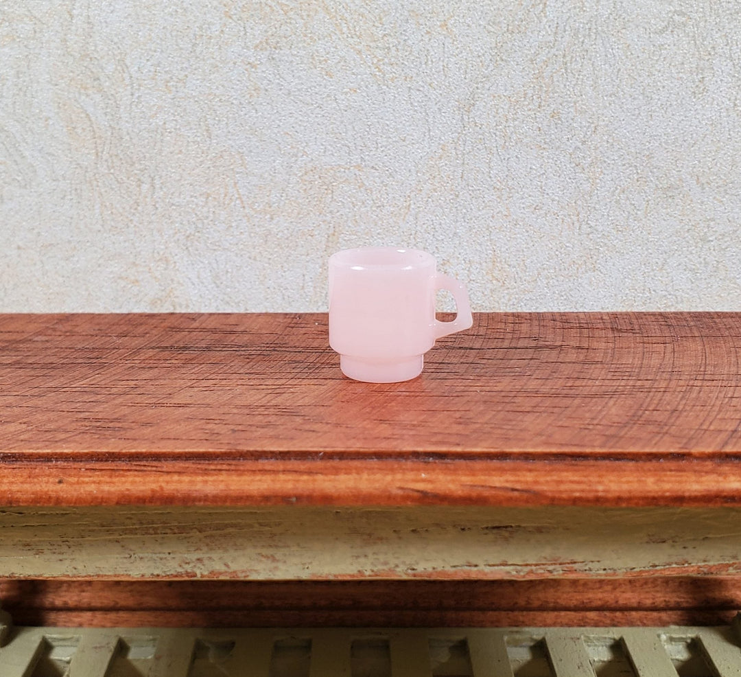 Dollhouse 1:6 Scale Coffee Mugs Set of 4 Pale Pink Plastic Fashion Doll Size - MiniatureCrush