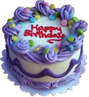 Dollhouse 1:6 Scale Happy Birthday Cake Lavender Miniature Kitchen Food - MiniatureCrush