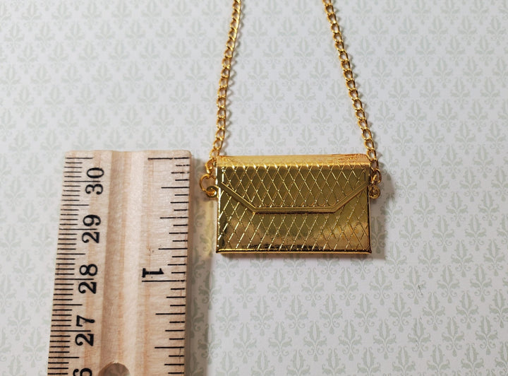 Dollhouse 1:6 Scale Ladies Gold Metal Purse Evening Bag Miniature Accessory - Miniature Crush