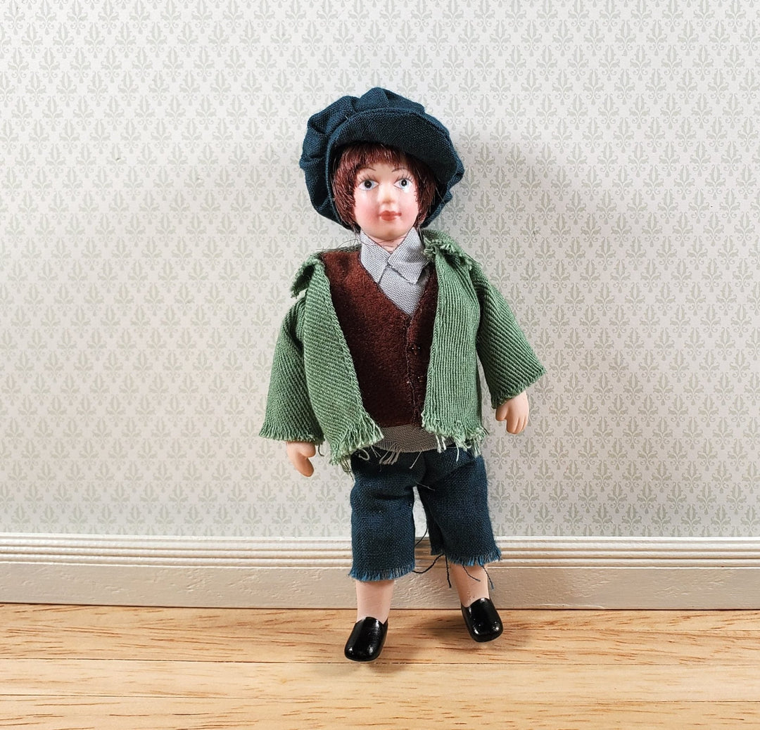 Dollhouse 1800s Poor Boy Son Doll Porcelain Semi - Poseable 1:12 Scale Family - Miniature Crush