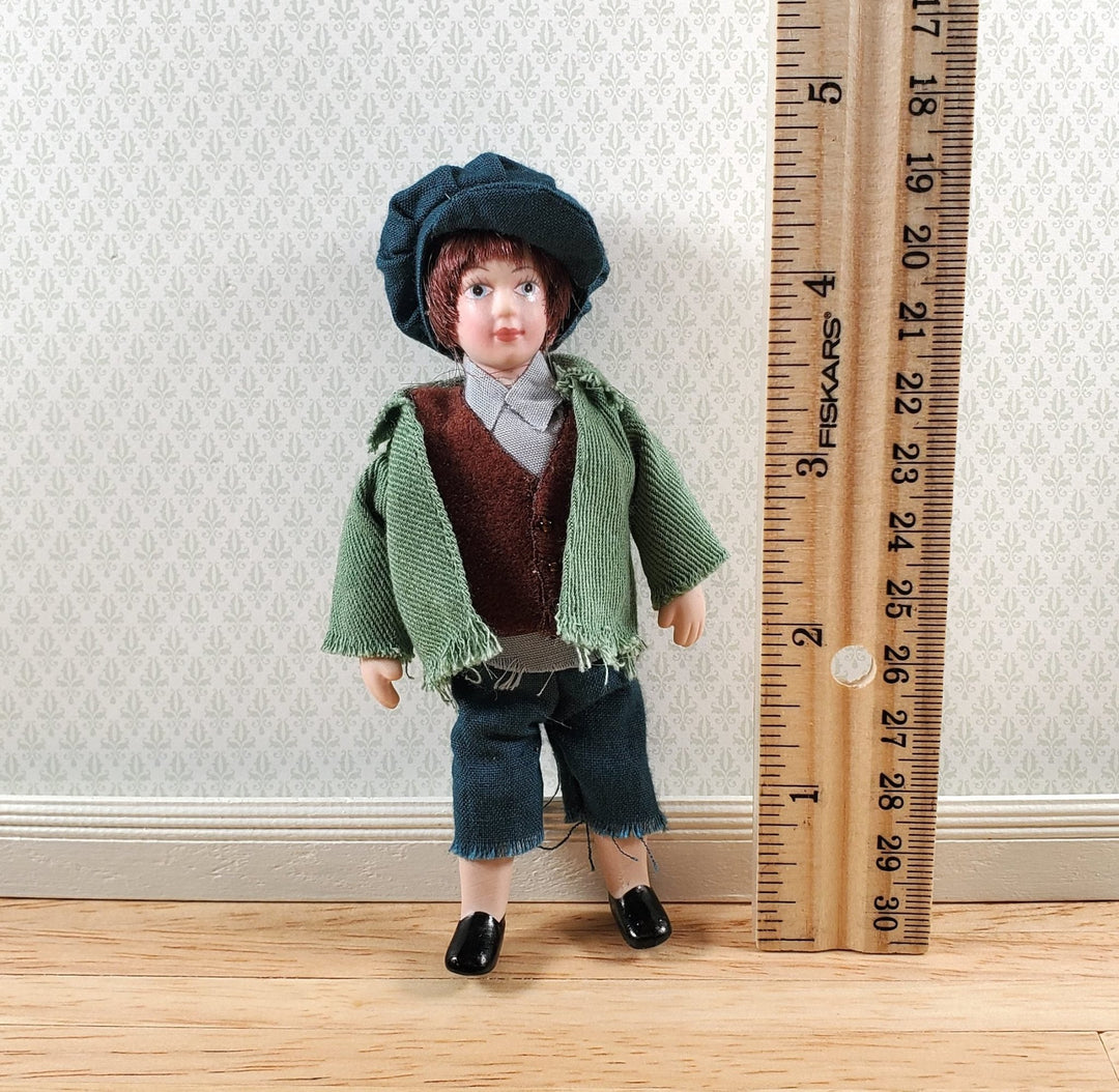 Dollhouse 1800s Poor Boy Son Doll Porcelain Semi - Poseable 1:12 Scale Family - Miniature Crush