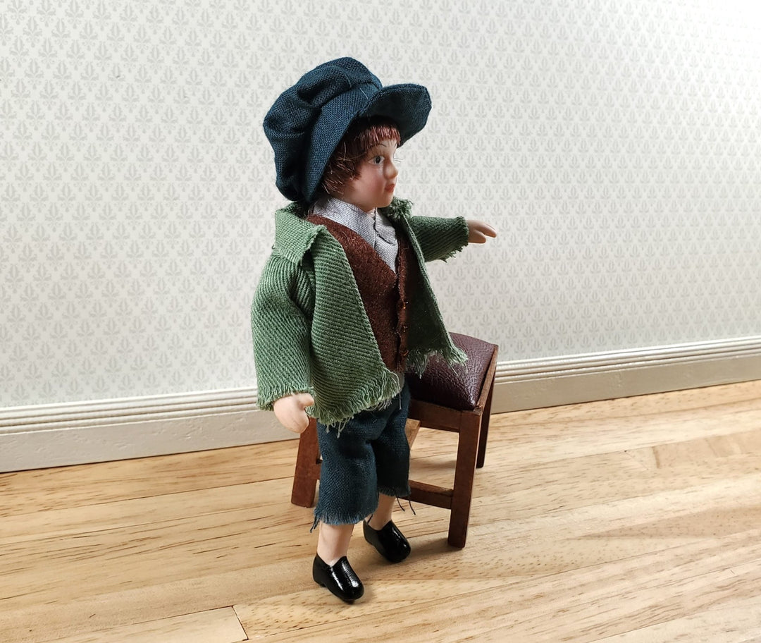 Dollhouse 1800s Poor Boy Son Doll Porcelain Semi - Poseable 1:12 Scale Family - Miniature Crush