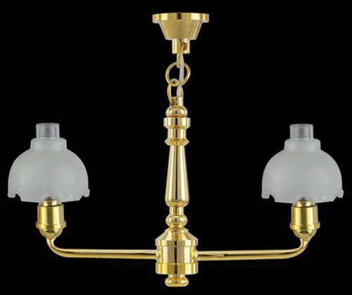 Dollhouse 2 Arm Colonial Chandelier Light 12 Volt with Plug 1:12 Scale Miniature - MiniatureCrush