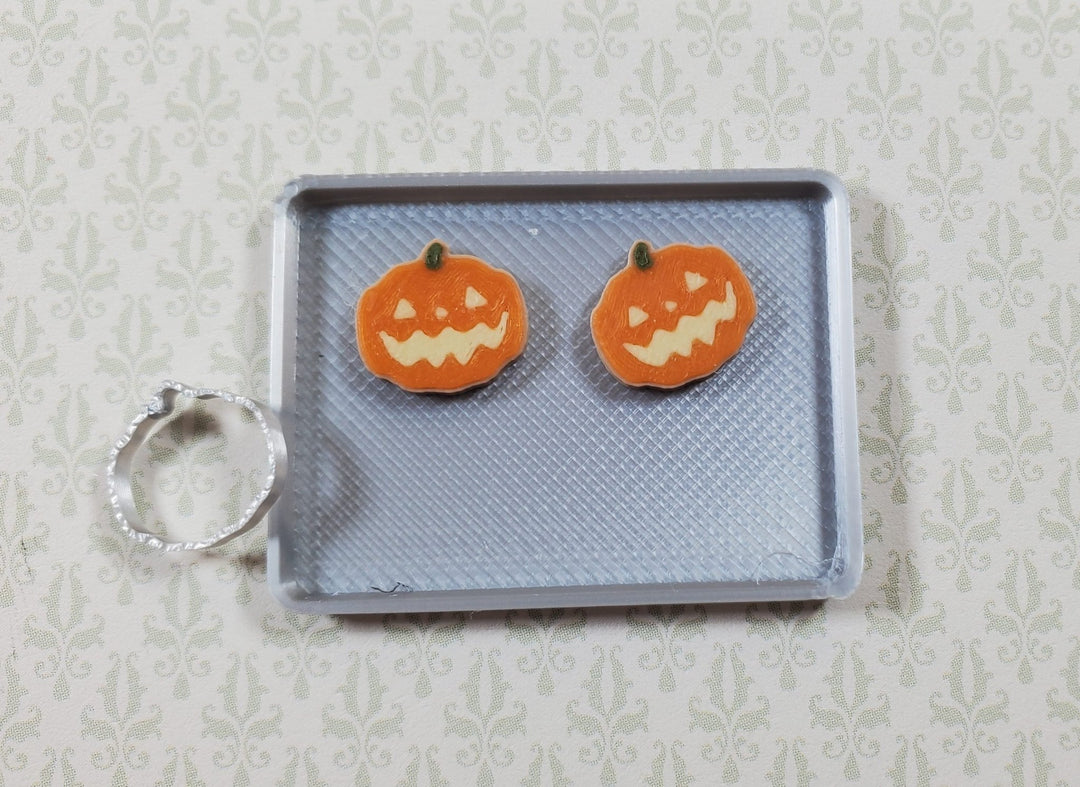 Dollhouse 2 Pumpkin Cookies Baking Tray & Cutter 1:12 Scale Halloween Miniatures - Miniature Crush