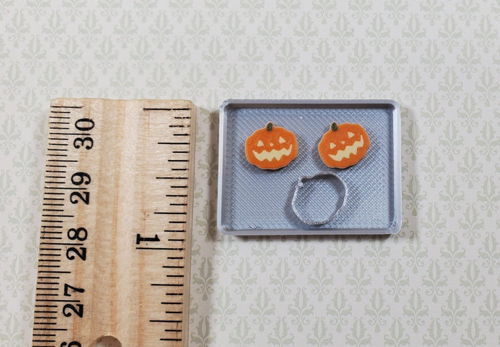 Dollhouse 2 Pumpkin Cookies Baking Tray & Cutter 1:12 Scale Halloween Miniatures - Miniature Crush