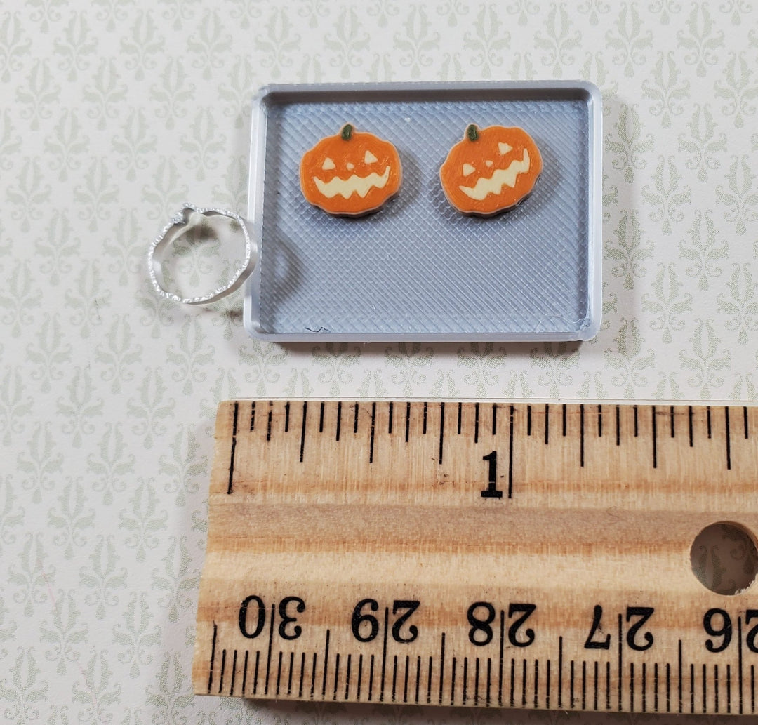 Dollhouse 2 Pumpkin Cookies Baking Tray & Cutter 1:12 Scale Halloween Miniatures - Miniature Crush