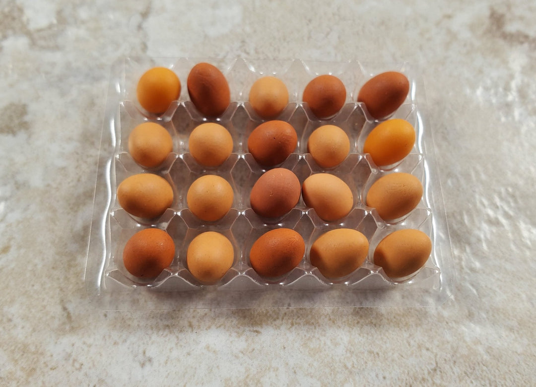 Dollhouse 20 Brown Eggs in a Clear Tray 1:12 Scale Miniature Food - MiniatureCrush