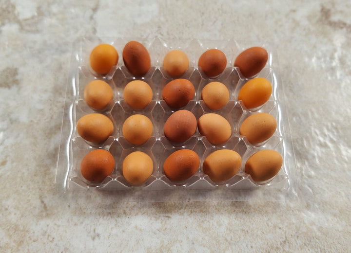 Dollhouse 20 Brown Eggs in a Clear Tray 1:12 Scale Miniature Food - MiniatureCrush