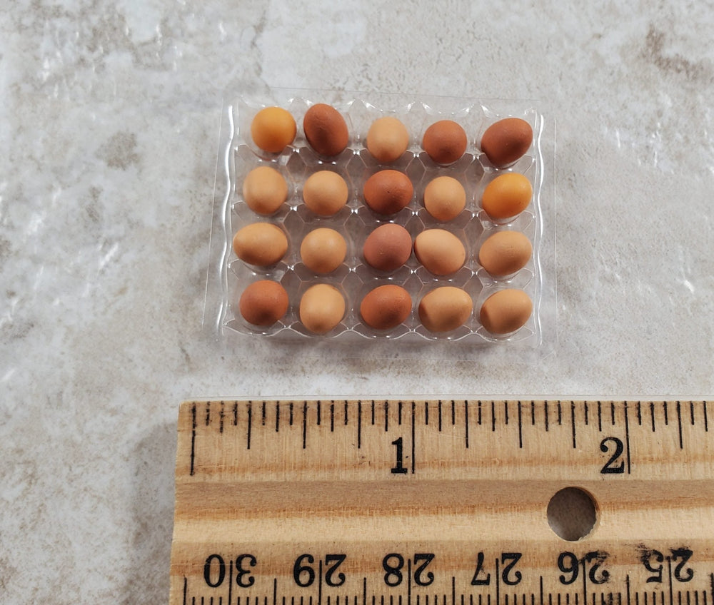 Dollhouse 20 Brown Eggs in a Clear Tray 1:12 Scale Miniature Food - MiniatureCrush