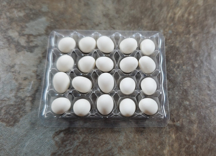 Dollhouse 20 White Eggs in a Clear Tray1:12 Scale Miniature - MiniatureCrush