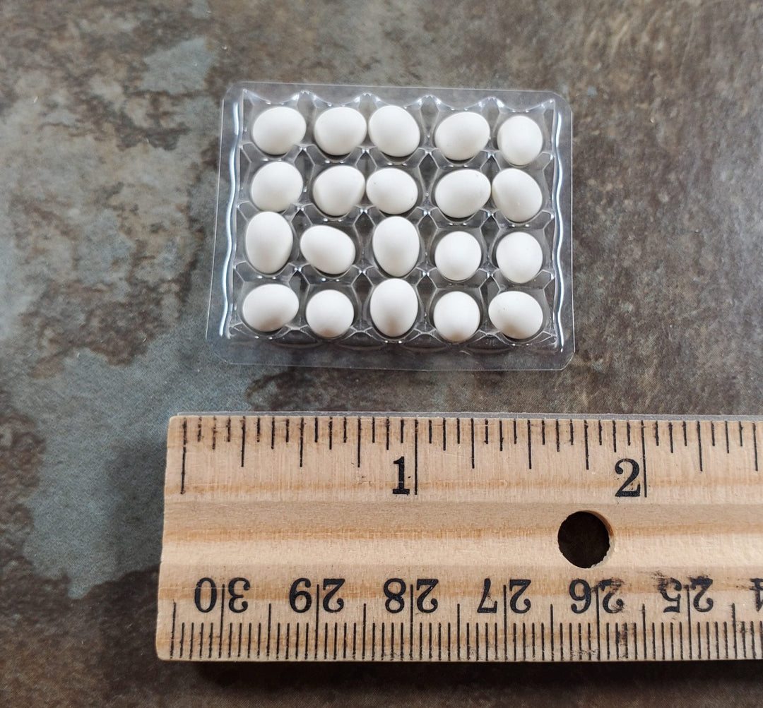 Dollhouse 20 White Eggs in a Clear Tray1:12 Scale Miniature - MiniatureCrush