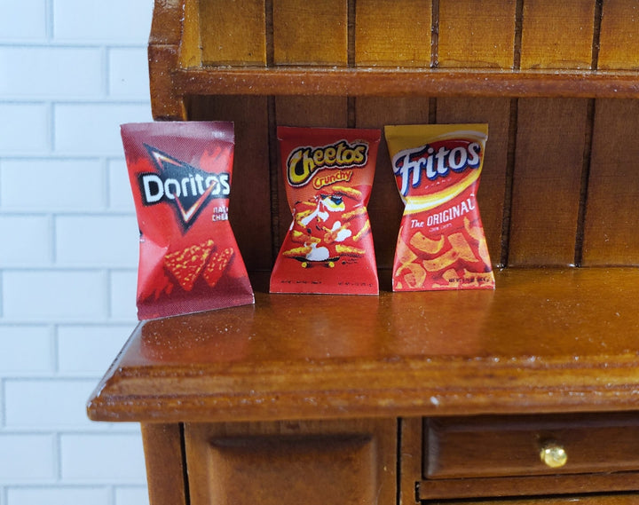 Dollhouse 3 Bags of Snacks Chips Cheetos Fritos 1:12 Scale Miniature Food - Miniature Crush