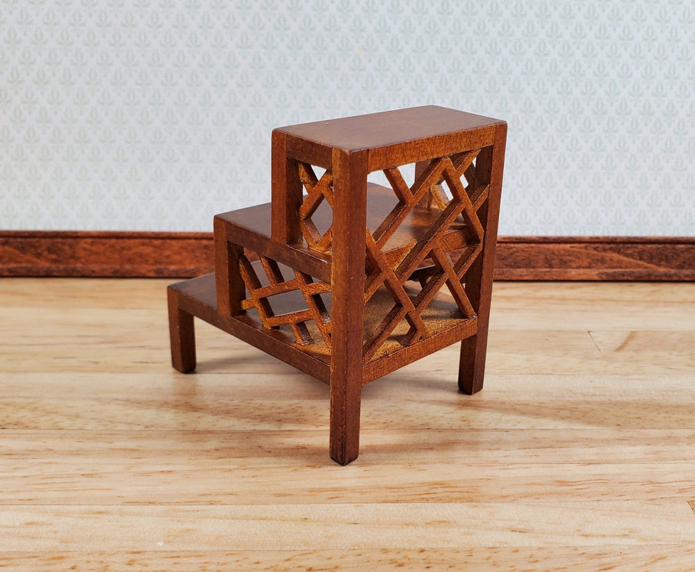 Dollhouse 3 Step Side Table by JBM 1:12 Scale Wood Mahogany Finish - Miniature Crush