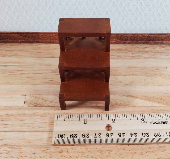 Dollhouse 3 Step Side Table by JBM 1:12 Scale Wood Mahogany Finish - Miniature Crush