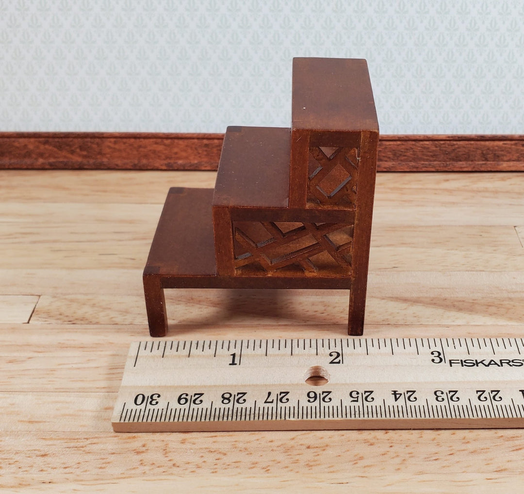 Dollhouse 3 Step Side Table by JBM 1:12 Scale Wood Mahogany Finish - Miniature Crush