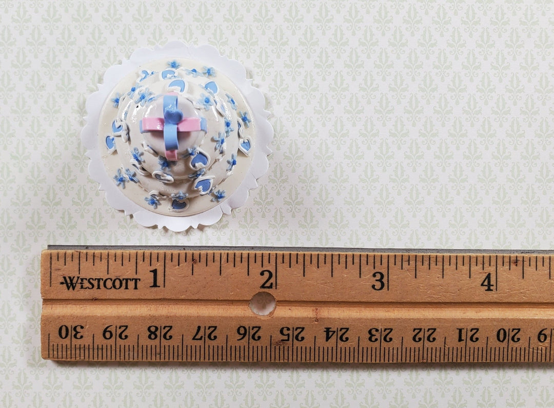 Dollhouse 3 Tier Blue Heart Wedding Cake 1:12 Scale Miniature Dessert Food - MiniatureCrush