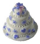 Dollhouse 3 Tier Blue Heart Wedding Cake 1:12 Scale Miniature Dessert Food - MiniatureCrush