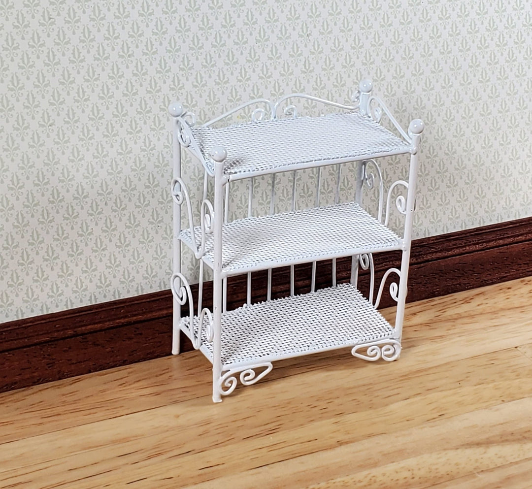 Dollhouse 3 Tier Plant Stand Shelf White Metal 1:12 Scale Miniature Fairy Garden - Miniature Crush