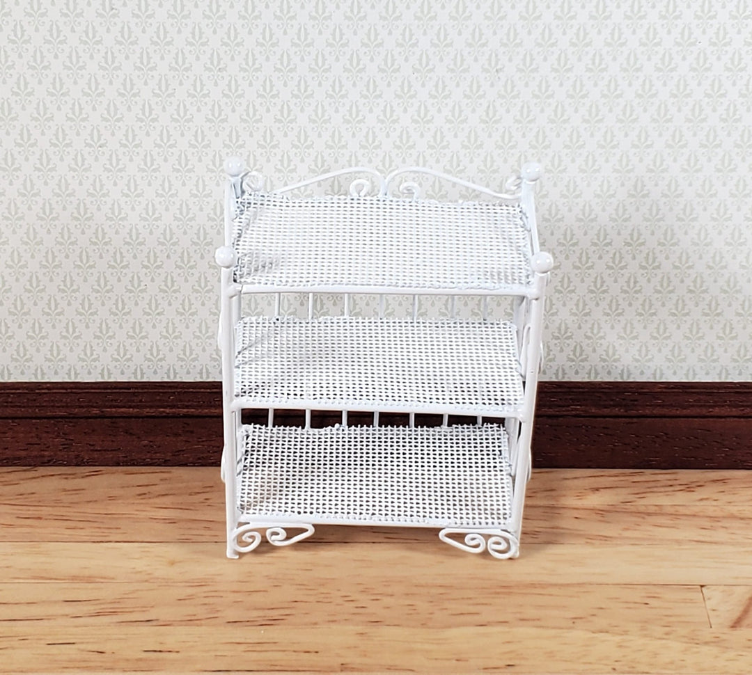 Dollhouse 3 Tier Plant Stand Shelf White Metal 1:12 Scale Miniature Fairy Garden - Miniature Crush