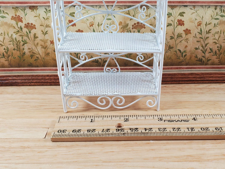 Dollhouse 3 Tier Plant Stand Shelf White Metal 1:12 Scale Miniature Fairy Garden - MiniatureCrush