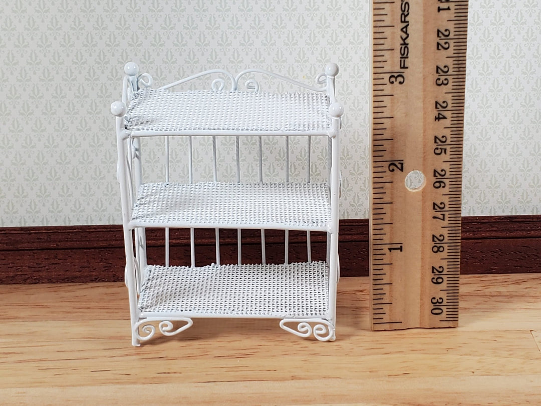 Dollhouse 3 Tier Plant Stand Shelf White Metal 1:12 Scale Miniature Fairy Garden - Miniature Crush