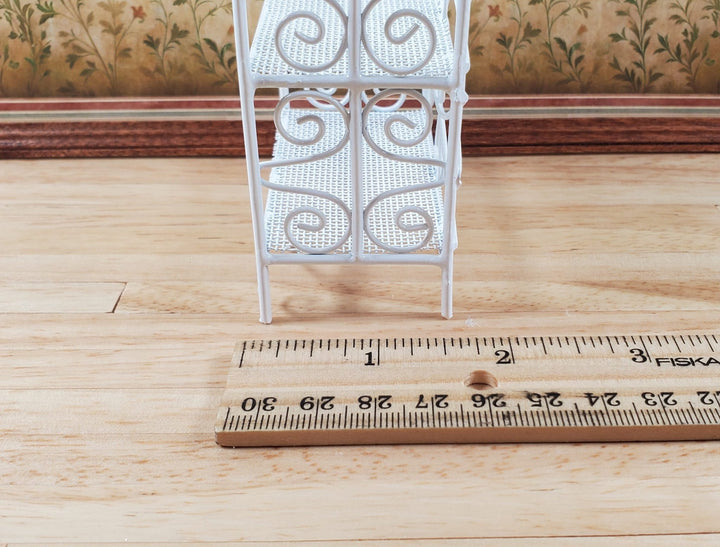 Dollhouse 3 Tier Plant Stand Shelf White Metal 1:12 Scale Miniature Fairy Garden - MiniatureCrush