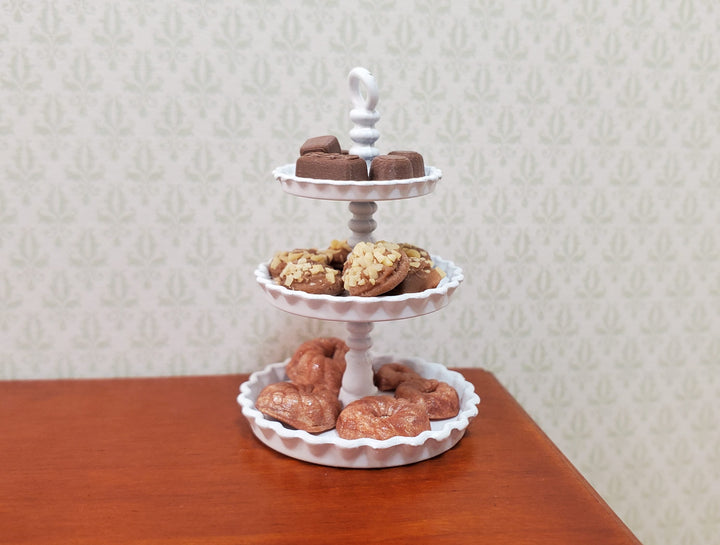 Dollhouse 3-Tier Serving Stand White Metal 1:12 Scale Miniature - MiniatureCrush