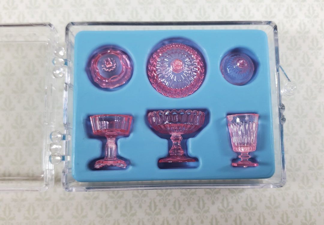 Dollhouse 3 Tiny Pink Candy Dishes with Lids 1:12 Scale by Chrysnbon Miniatures - MiniatureCrush