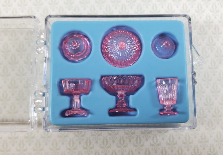 Dollhouse 3 Tiny Pink Candy Dishes with Lids 1:12 Scale by Chrysnbon Miniatures - MiniatureCrush