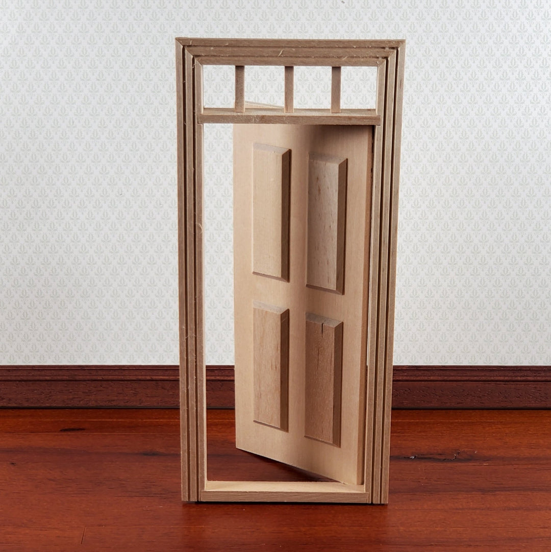Dollhouse Panel Transom Door 1:12 Scale Miniature Wood Interior or Exterior