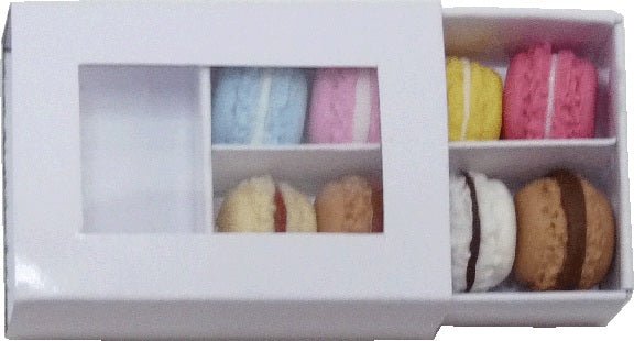 Dollhouse 8 Assorted Macarons in a White Box 1:12 Scale Miniature Food Kitchen - MiniatureCrush